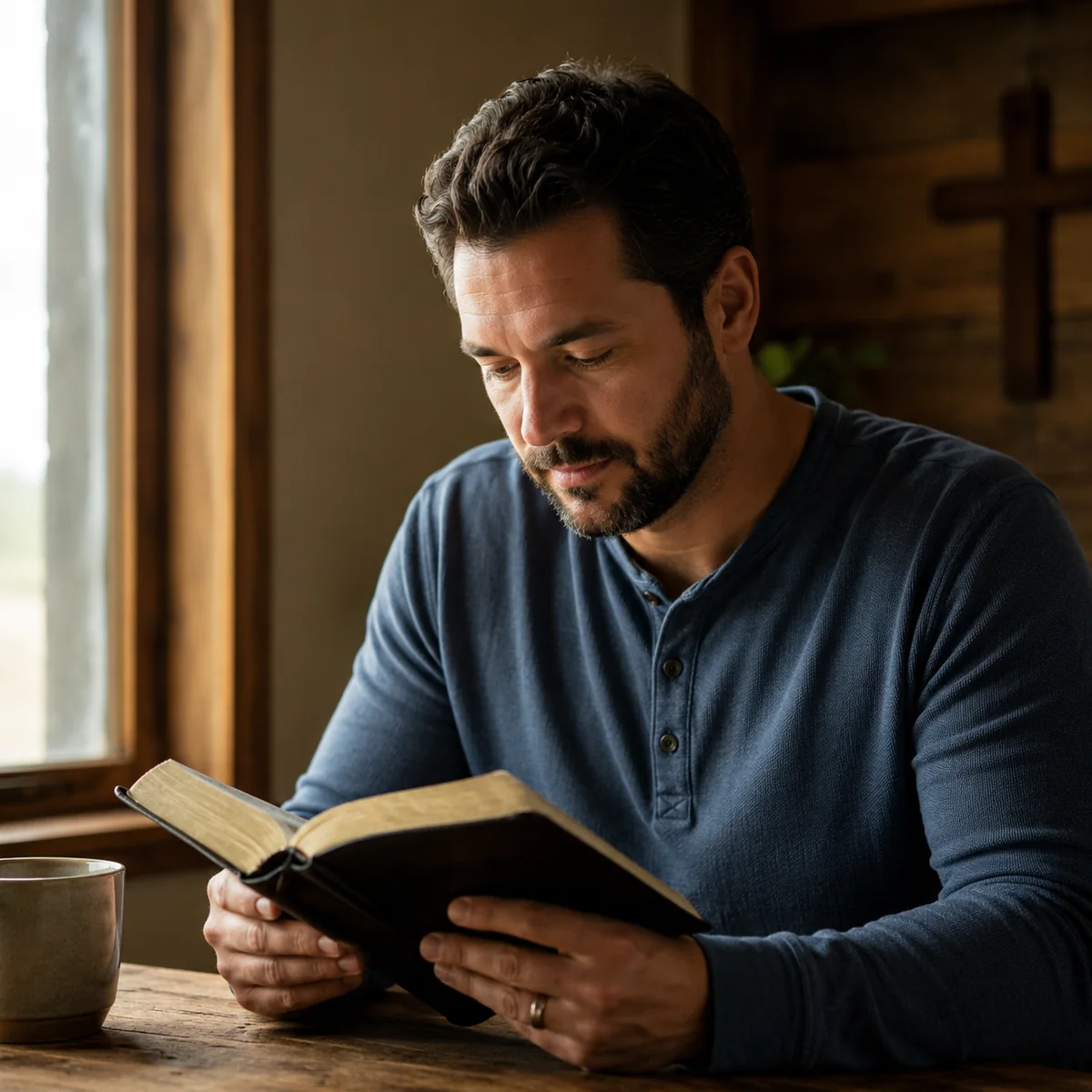 Hombre leyendo la biblia para conocer a Dios